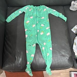 Hanna Andersson green piggy pajama 12-18 months